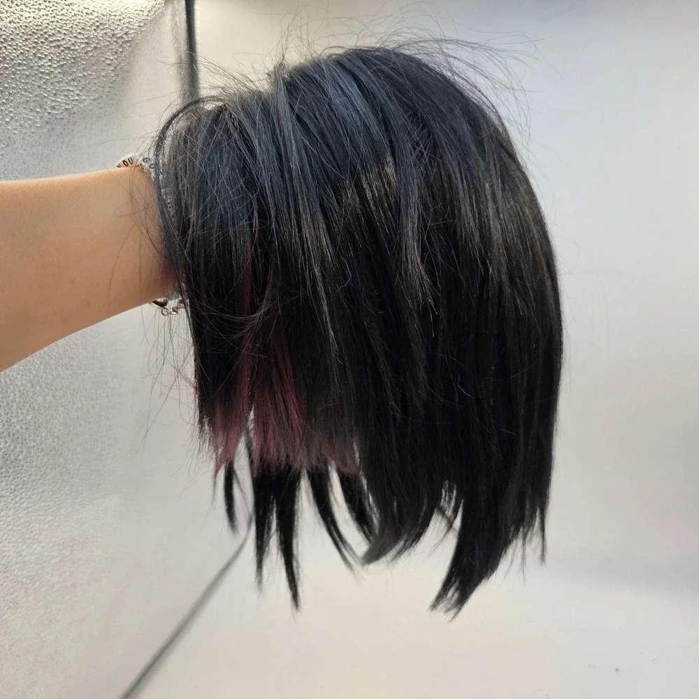 Mayde Beauty Black Burgundy Highlight Synthetic Wig Heat Safe Straight Bob